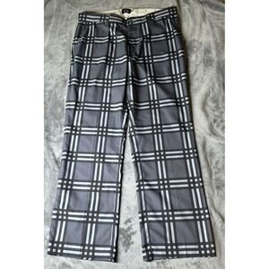 Sligo Pants Mens 34x30 Gray Plaid Golf Stretch Performance Khakis Casual